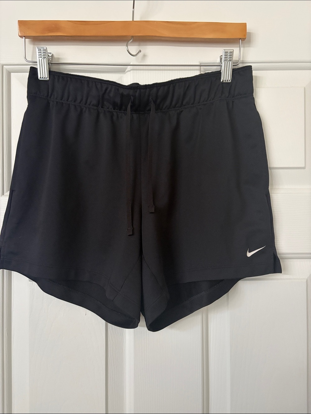 Nike Black Women's Athletic Shorts with White Swoosh